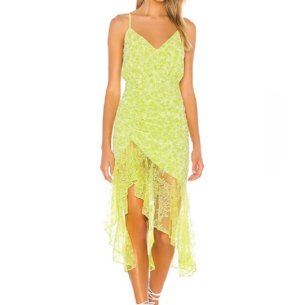Lovers + Friends Salvatore Lime Green Lace Floral Dress